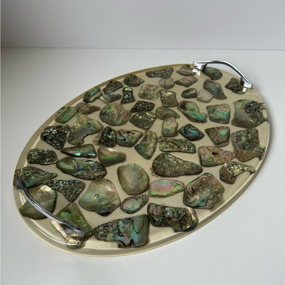 Large Vintage white abalone tray